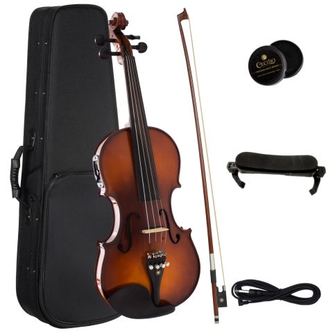 Cecilio 4/4 Acoustic Electric Violin, Solid Spruce Top, Antique Varnish