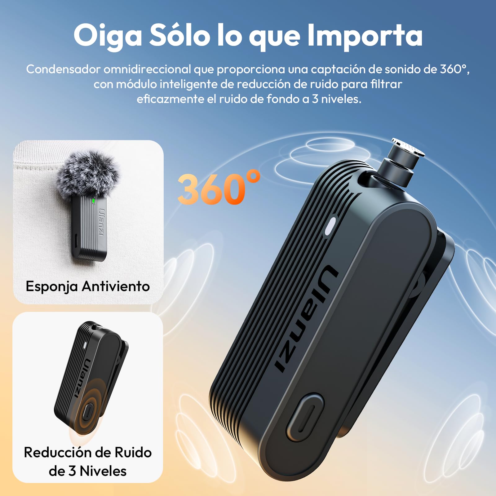 ULANZI A100 Wireless Lavalier Microphone Lapel Mic for Camera and Phone w USB C/3.5mm/Plug, 32KHz 16Bit, Noise Cancellation, 13.5-Hour Battery, Clip on Microphone for Video Podcast Vlog YouTube