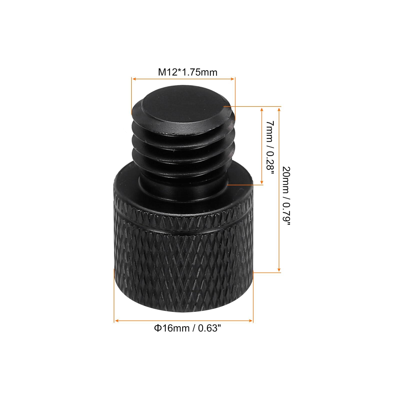 MECCANIXITY 5Pcs Mic Stand Adapter 1/4 Female to M12 Male Thread Screw Adapter Aluminum Alloy for Microphone Tripod Stand Mount, Black