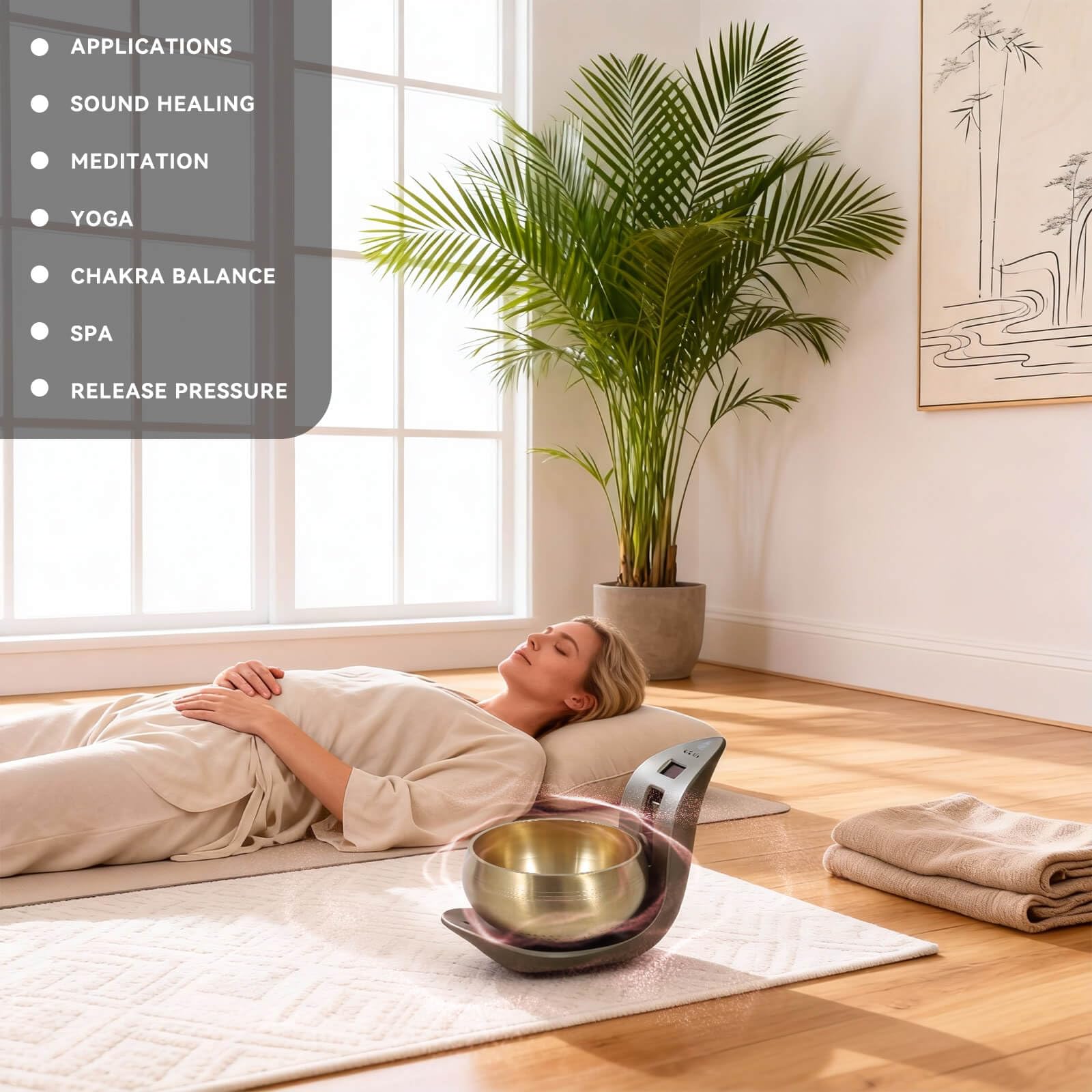 Automatic Singing Bowl – Hands-Free Sound Healing Bowl for Meditation, Yoga, Mindfulness, Energy Healing, Deep Relaxation & Sleep,Auto-Striking Tibetan Singing Bowl with Resonant Tone