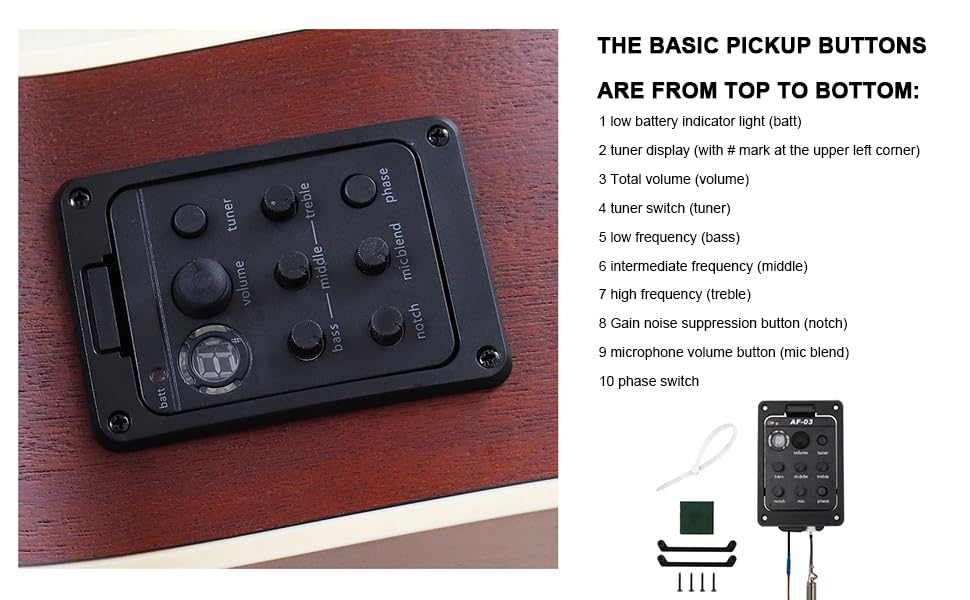 Plastic 301 Acoustic Guitar Preamp Pickup Guitar Pickup Tuner Preamp Black