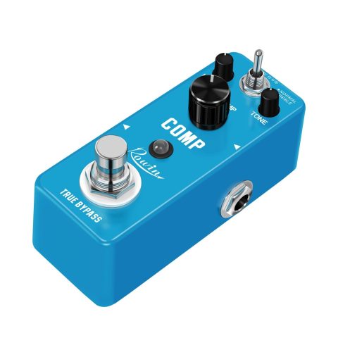 Compact Optical Compressor Guitar Pedal – Rowin LEF-333 COMP with Smooth Attack/Decay, True Bypass, Metal Shell – Preserves Transients for Clean Sustain