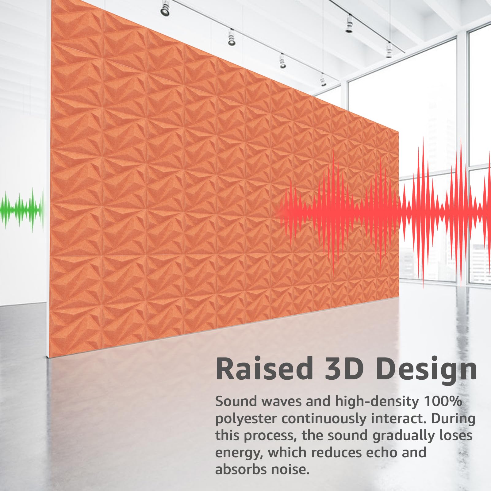 Art3dwallpanels Acoustic Panels, Orange Red, 20 Pack, 12″ X 12″