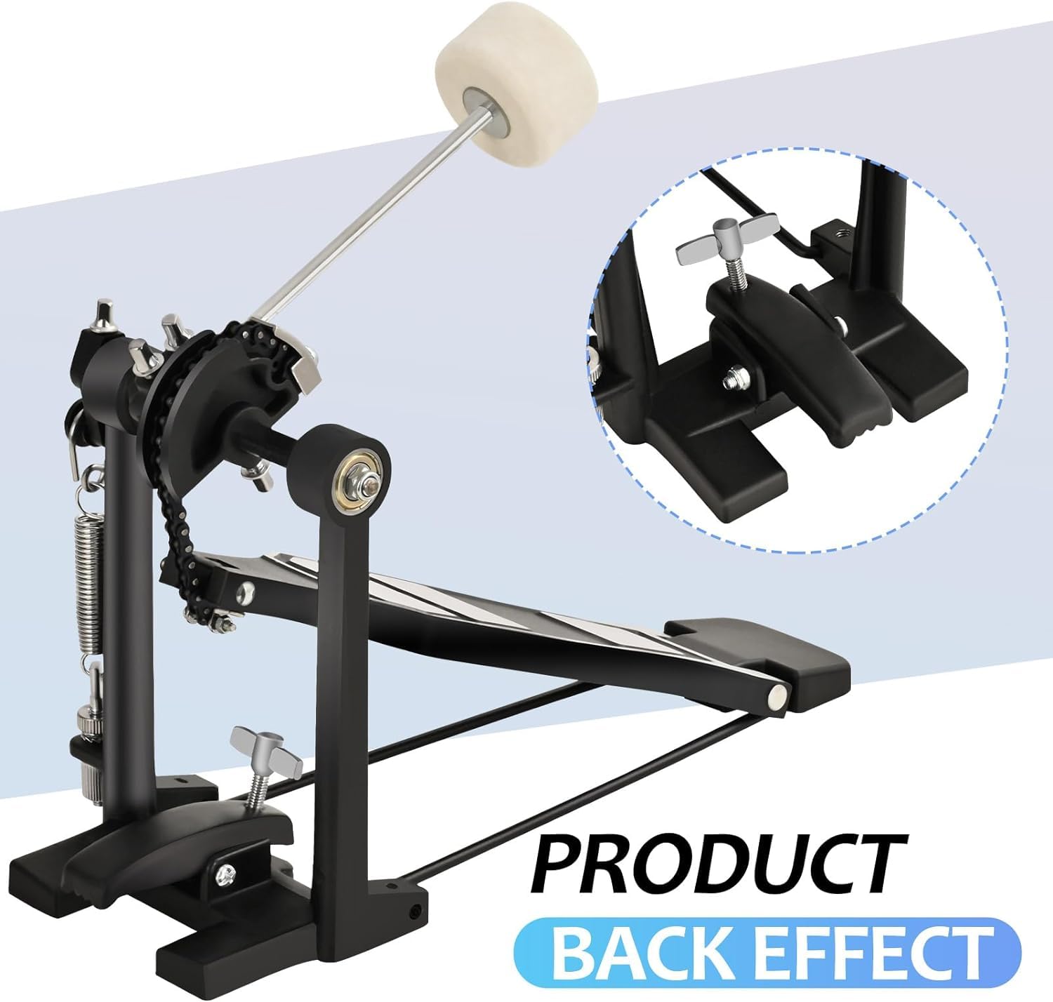 Tipatyard Single Bass Drum Pedal Single Pedal for Drum Set Kit and Electronic Drums | Single Chain