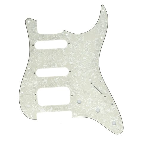 Dopro 11-Hole Strat HSS Guitar Pickguard 3-Screw Humbucking Pickup Mount Fits American Fender Stratocaster Aged Pearl