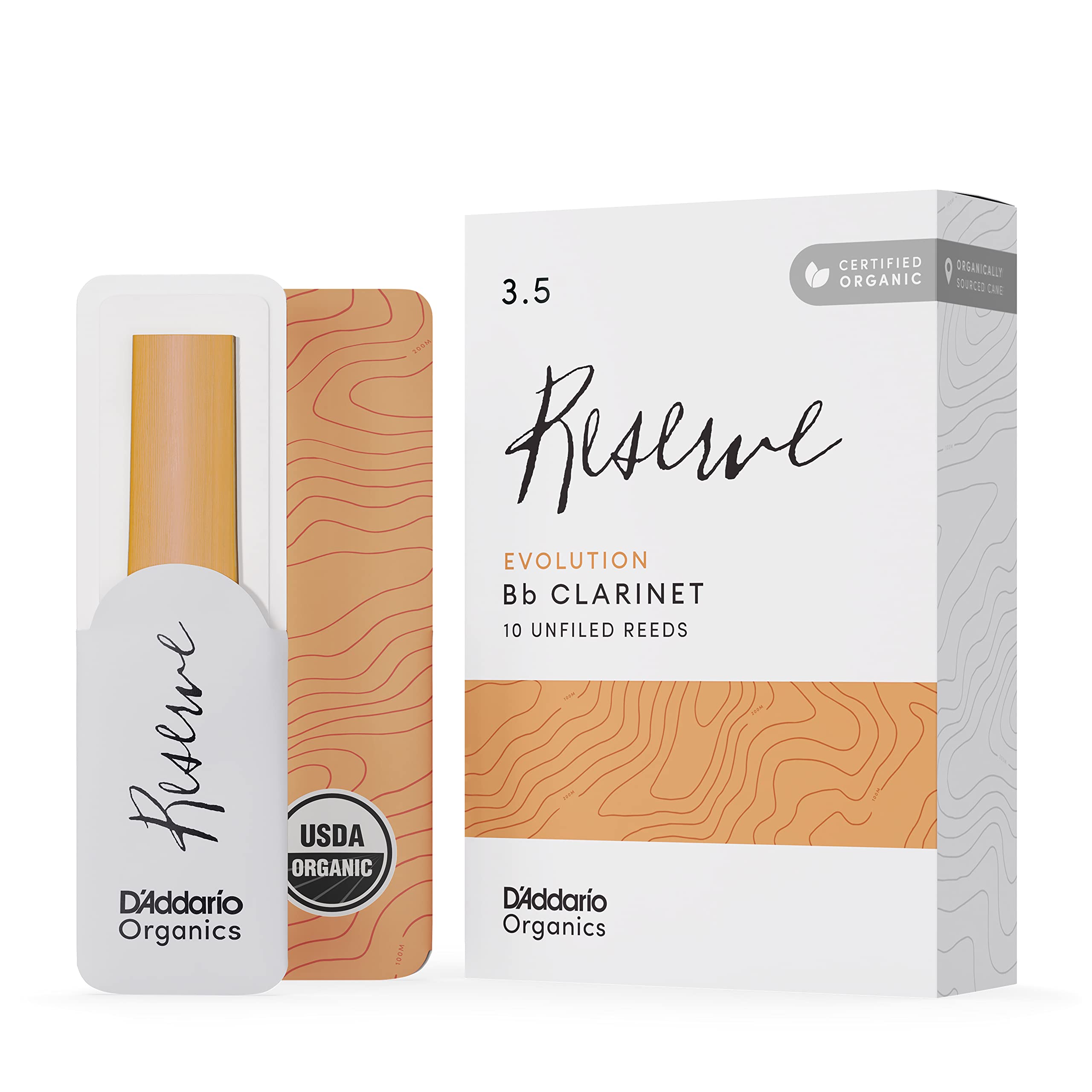 D’Addario ODCE1035 Organic Reserve Evolution Bb Clarinet Reeds – Reeds for Clarinet – Individually Sealed – 3.5 Strength, 10 Pack