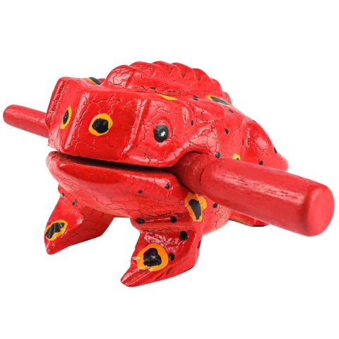 GOGHOST 3.5 inch Frog Guiro Rasp Wooden Instrument (Painted Red)