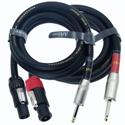 Speak on 2Pcs Professional Speakon to 1/4 Inch ts Speaker Cable for pa Jack Pair 12awg Gauge Male Audio Port Plug Amplifier Connection dj amp Heavy Duty bocina Cord Wire ft with Twist Lock(20 feet)ft