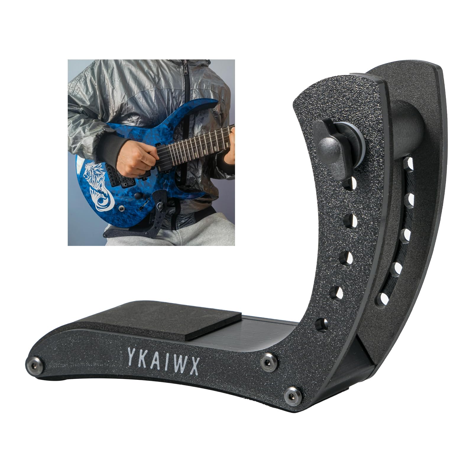 YKAIWX Ergonomic Electric Guitar Holder Footstool Leg Stand Guitar Foot Stool Electric Guitar Support Leg Stand Guitar Lifter (Black)