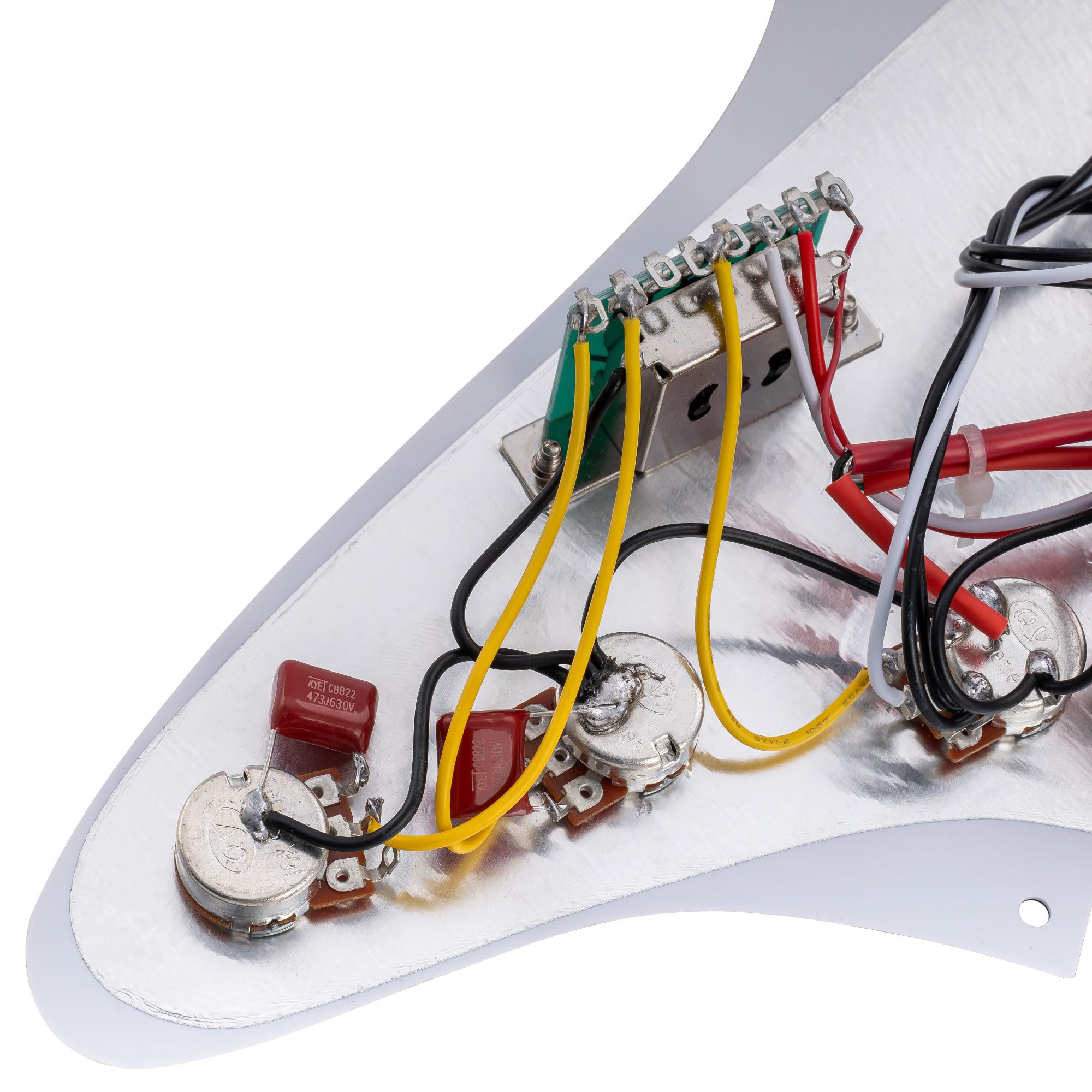 Musiclily Basic Pre-wired Loaded Standard ST HSS Pickguard 4Ply White Pearl