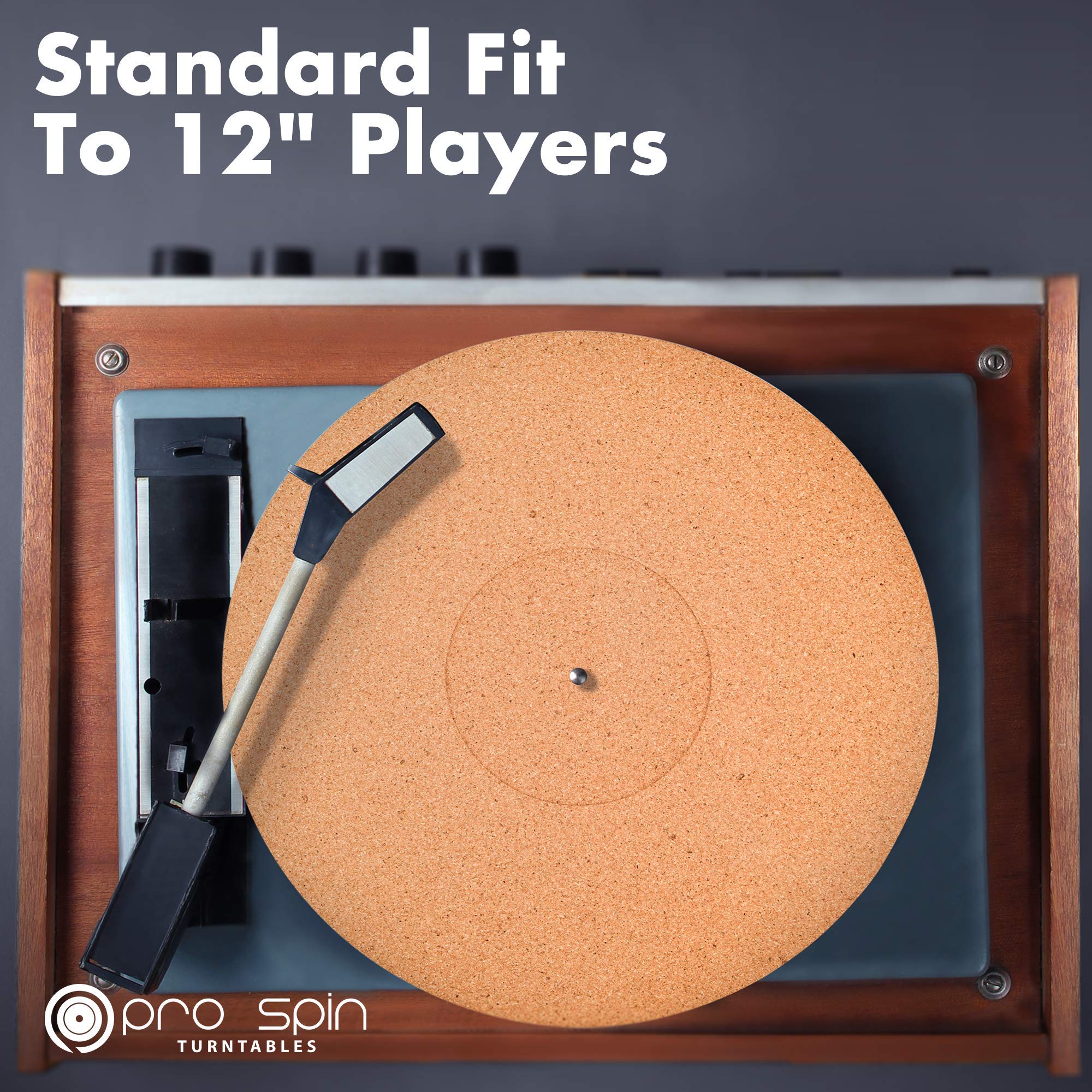 Cork and Rubber Turntable Mat by PRO SPIN for Vinyl LP Record Players (3mm) | Cork Turntable Mat with High-Fidelity Audiophile Acoustic Sound Support | Record Player Mat Helps Reduce Static and Dust