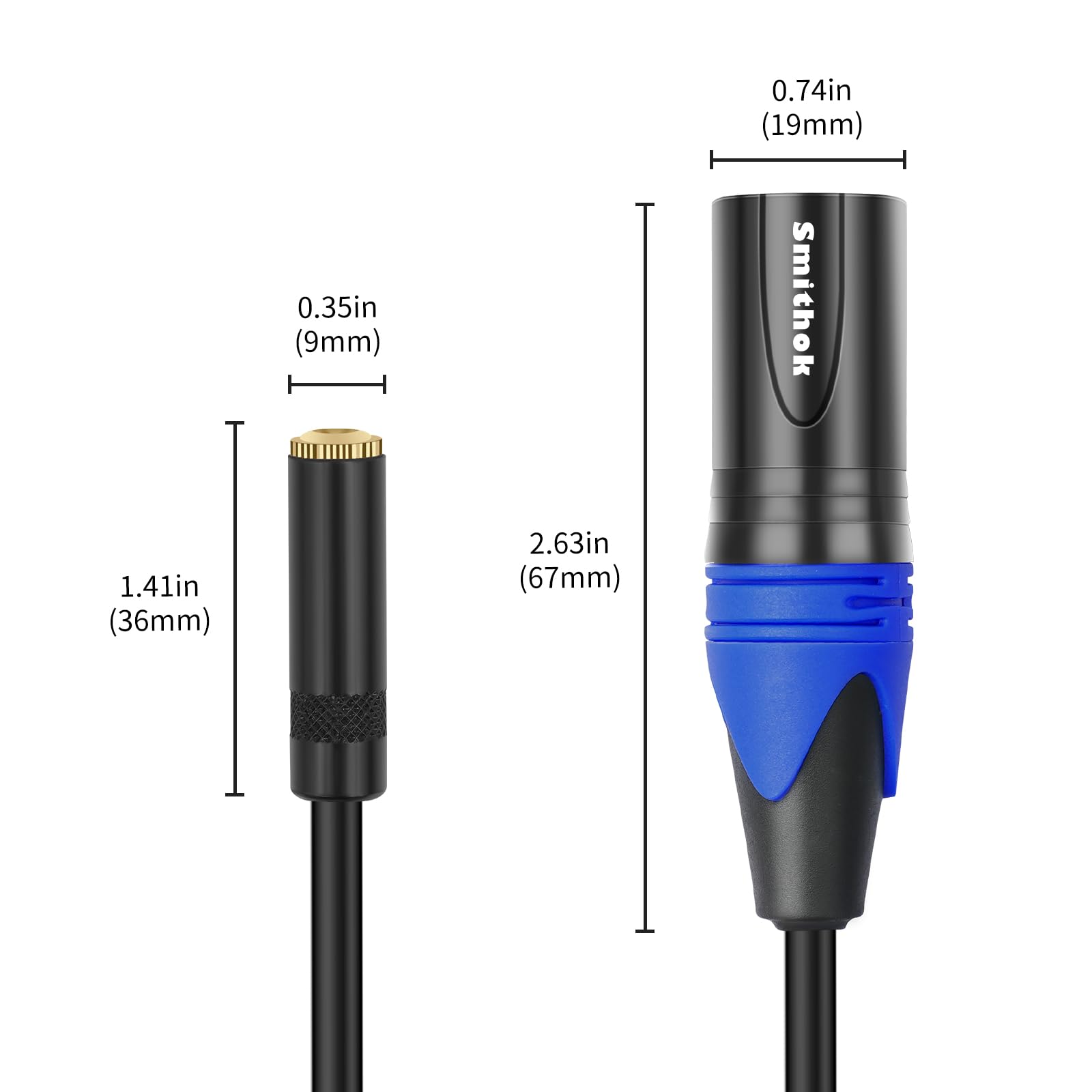 Smithok 2-Pack 3.5mm to XLR,Balanced 3.5mm 1/8 inch Female Stereo TRS Mini Jack to 3-Pin XLR Male Audio Converter Adapter Cable – 1feet(30cm)