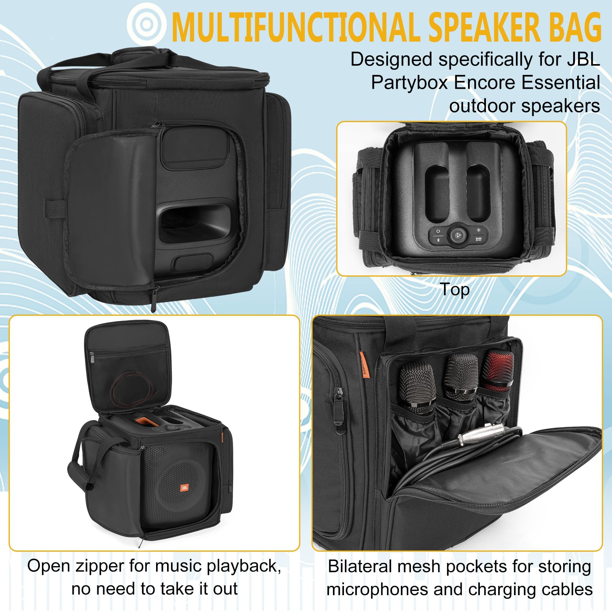 Speaker Travel Bag Carrying Case Fits for JBL Party Box Encore Essential