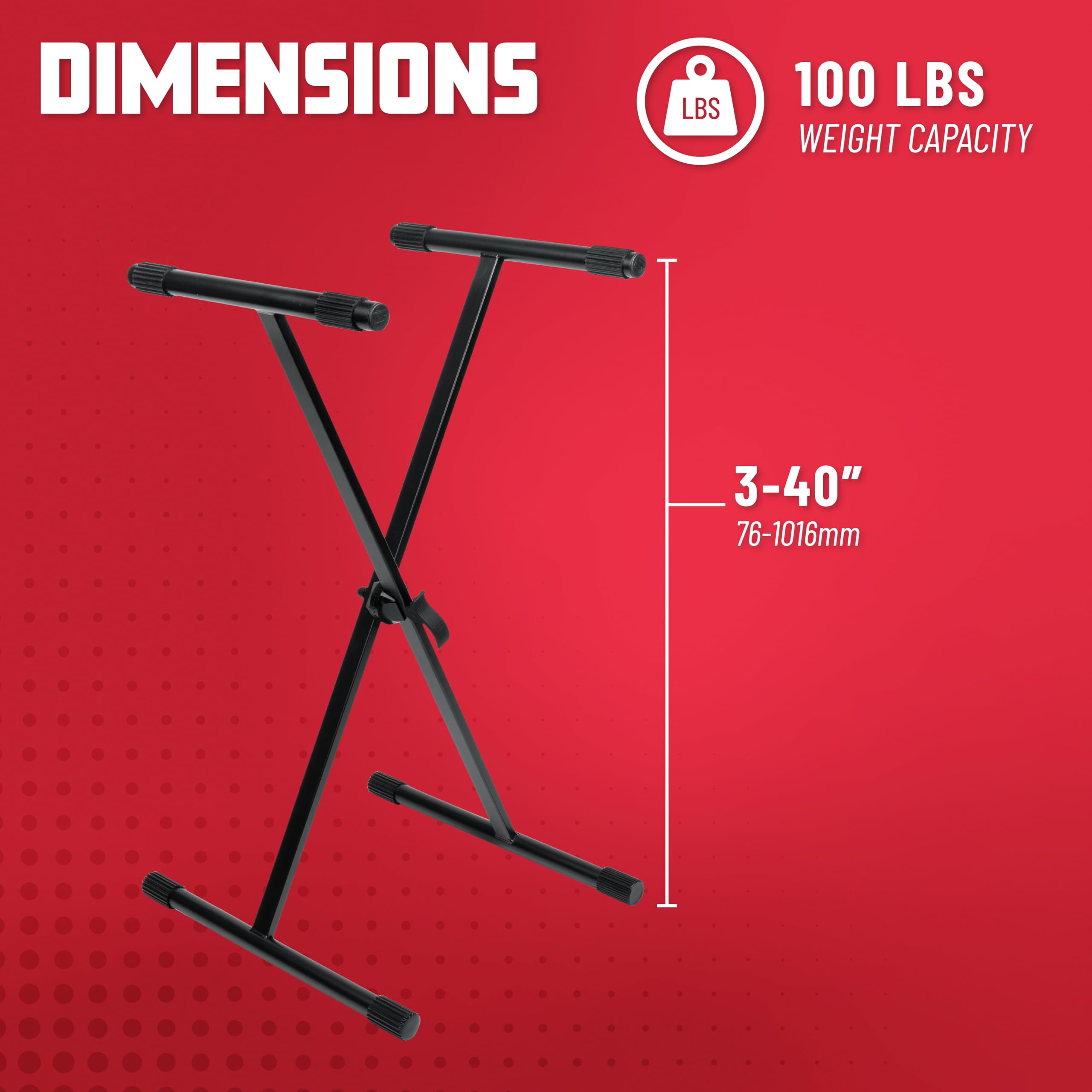 Gator Frameworks Single Brace X-Style Keyboard Stand with Adjustable Height and Leveling Feet (GFW-KEY-1000X)