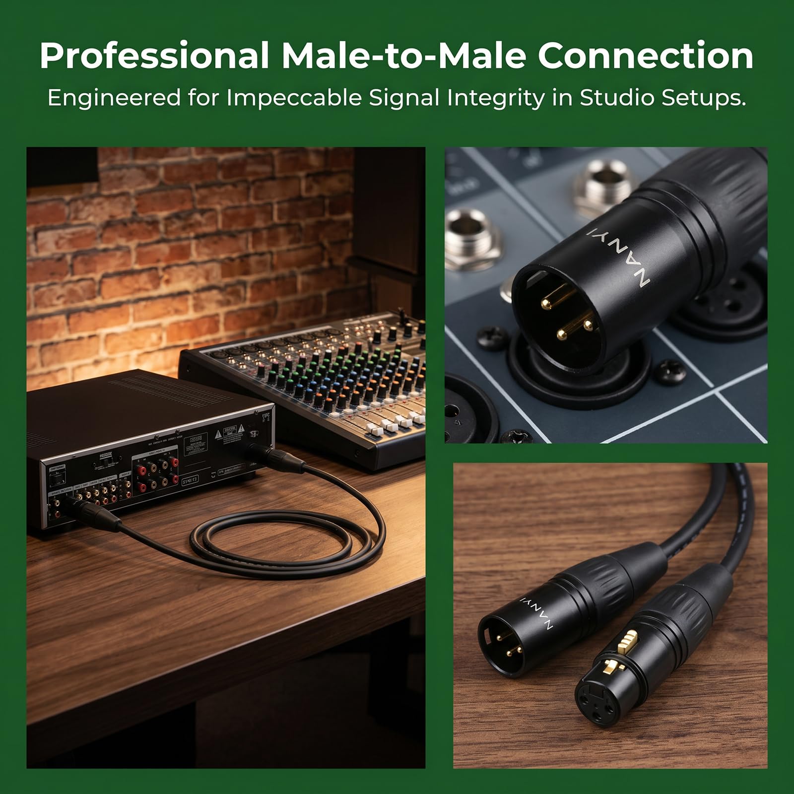 NANYI XLR Male to Female Microphone Cable, 3-Pin, DMX Patch Cord, 16ft