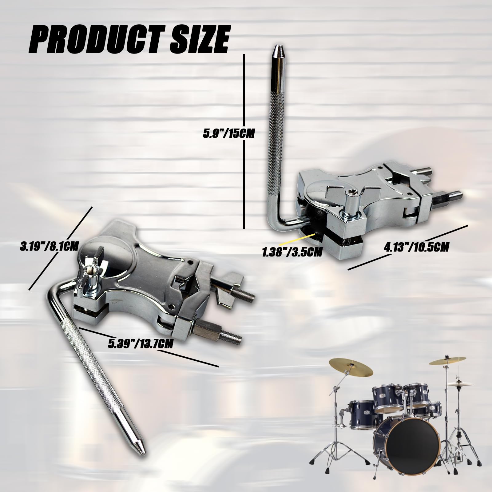 L-Rod Cowbells Clamp, Adjustable Percussion Drum Set Extension Clip, Drum Clamp Cowling Mounting Bracket Expansion Clamp for Toms, Clappers Tambourines, Mini Timbales