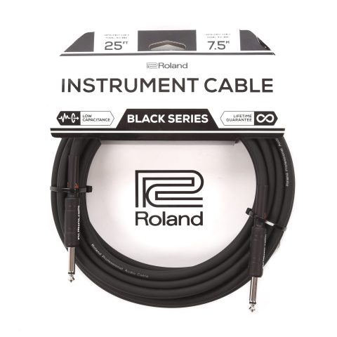 Roland Black Series Instrument Cable, Straight/Straight 1/4-Inch Jack, 25-Feet