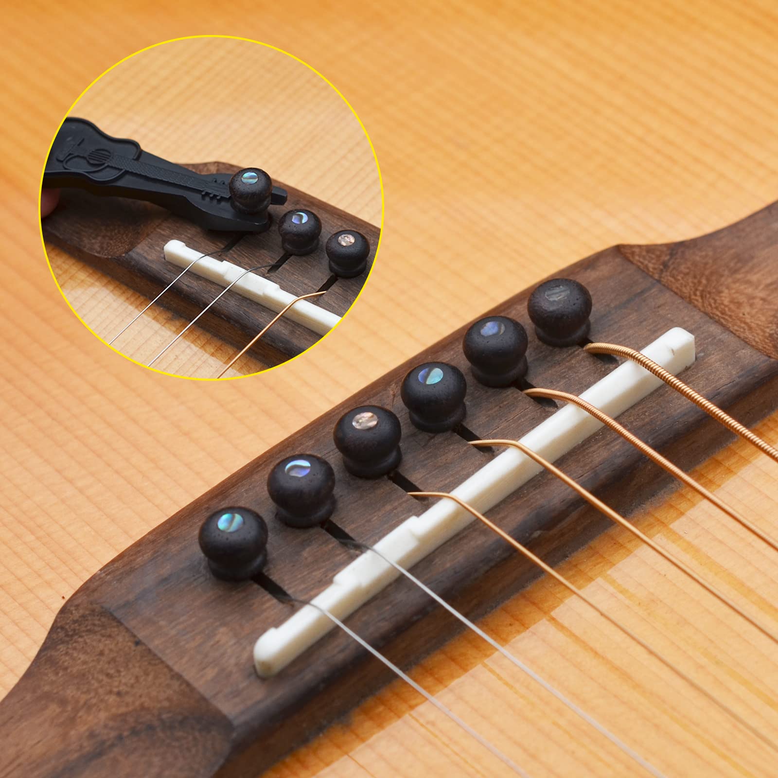 MAXCHEER 6Pcs Rosewood Guitar Pins for Acoustic Guitar with 3.0mm Green Abalone Dots Guitar Pressure String Nails Pin Guitar Parts