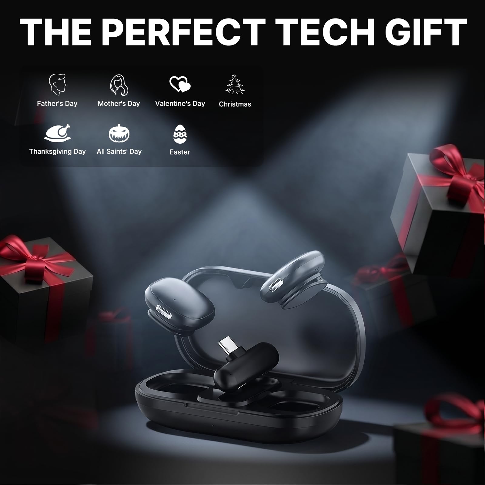 JTTSO Magnetic Wireless Lavalier Microphone for iPhone 16 15 14 Pro Max Android Camera, 2-Person Plug-Play AI Noise Canceling Mic, 48kHz Hi-Fi for TikTok YouTube Vlog Recording, 40H Battery Case
