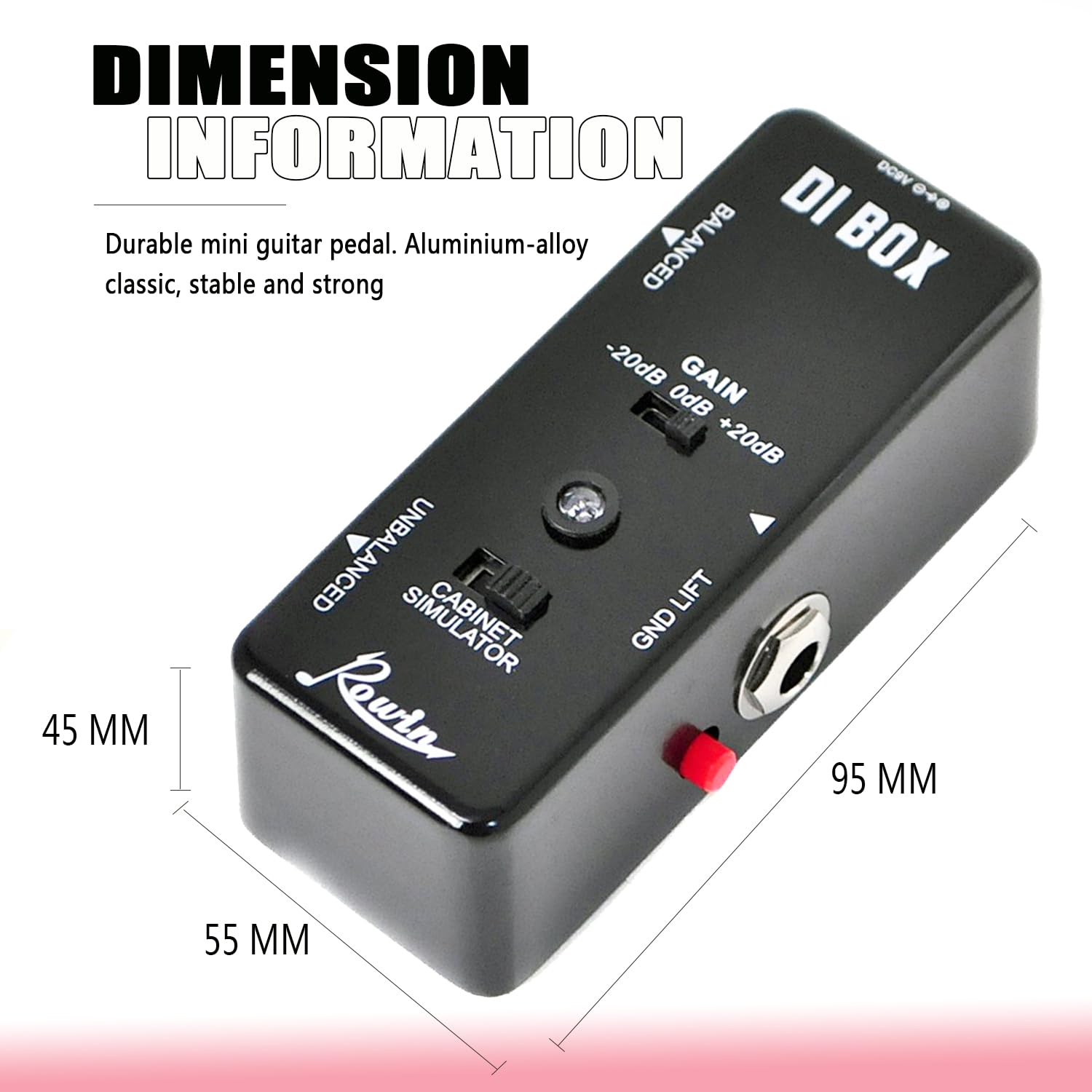 Rowin Guitar Bass Passive DI Box Instrument to Balanced and Unbalanced Micro Direct Box Pedal
