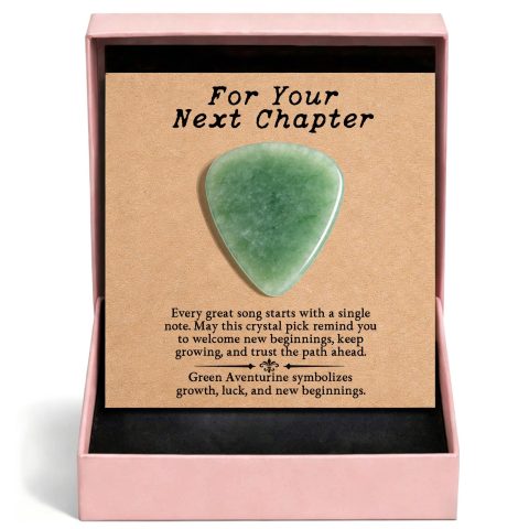 Gemstone Guitar Pick for Acoustic Guitar, Natural Crystal Pick Gift for Musicians, Handmade Plectrum for Practice, Recital, Stage Performance, Graduation, Encouragement, Fresh Start (Green Aventurine)
