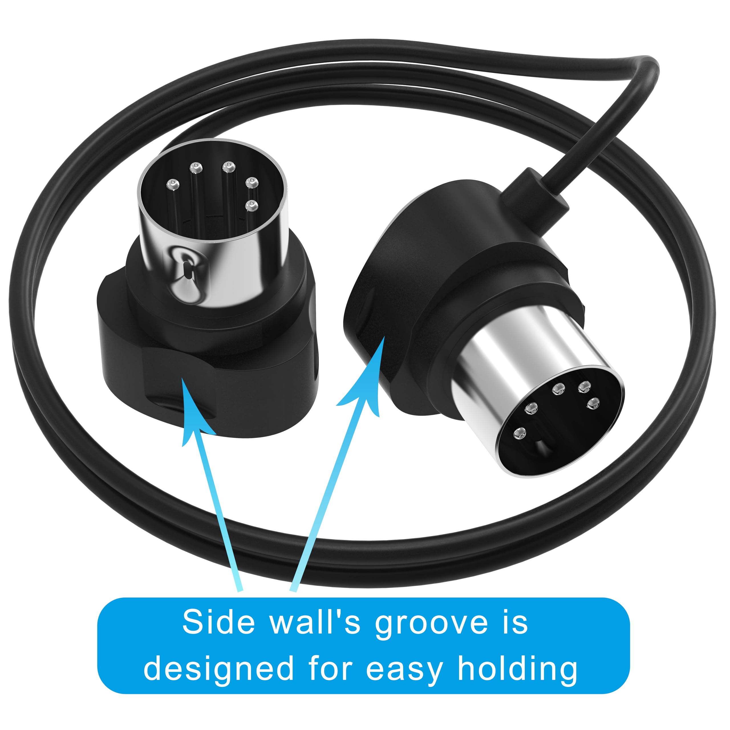 FORE 2-Pack 1-Feet/ 30cm 45-Degree Symmetry Angled MIDI Cable with Ultra-Small Plugs for Tight Space, 5-Pin Din MIDI Cable Compatible with MIDI Keyboard/Interface/Guitar Multi Effects 2-Pack 1ft/30cm