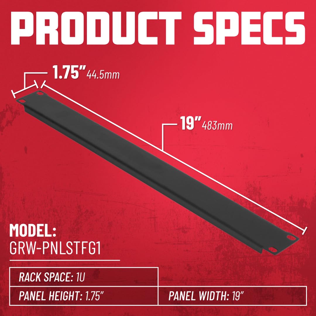 Gator Rackworks Universal Rack Mounted Steel Flanged Panel Accessory, 1U Size (GRW-PNLSTFG1)