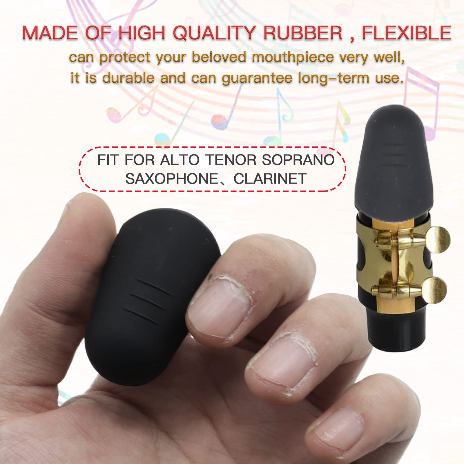 Cheerock 2 Pack Saxophone Mouthpiece Cap Rubber for Alto Tenor Sax Clarinet