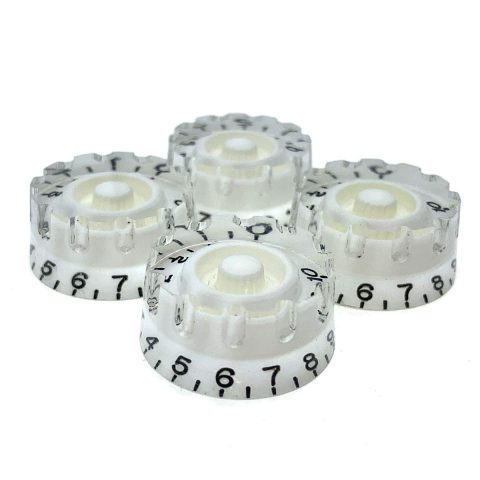 Dopro Set of 4 White Knurled Metric LP Guitar Speed Dial Knobs Control Knobs for Epi Les Paul/Import Guitar Bass w/Coarse 5.8mm Split Pots