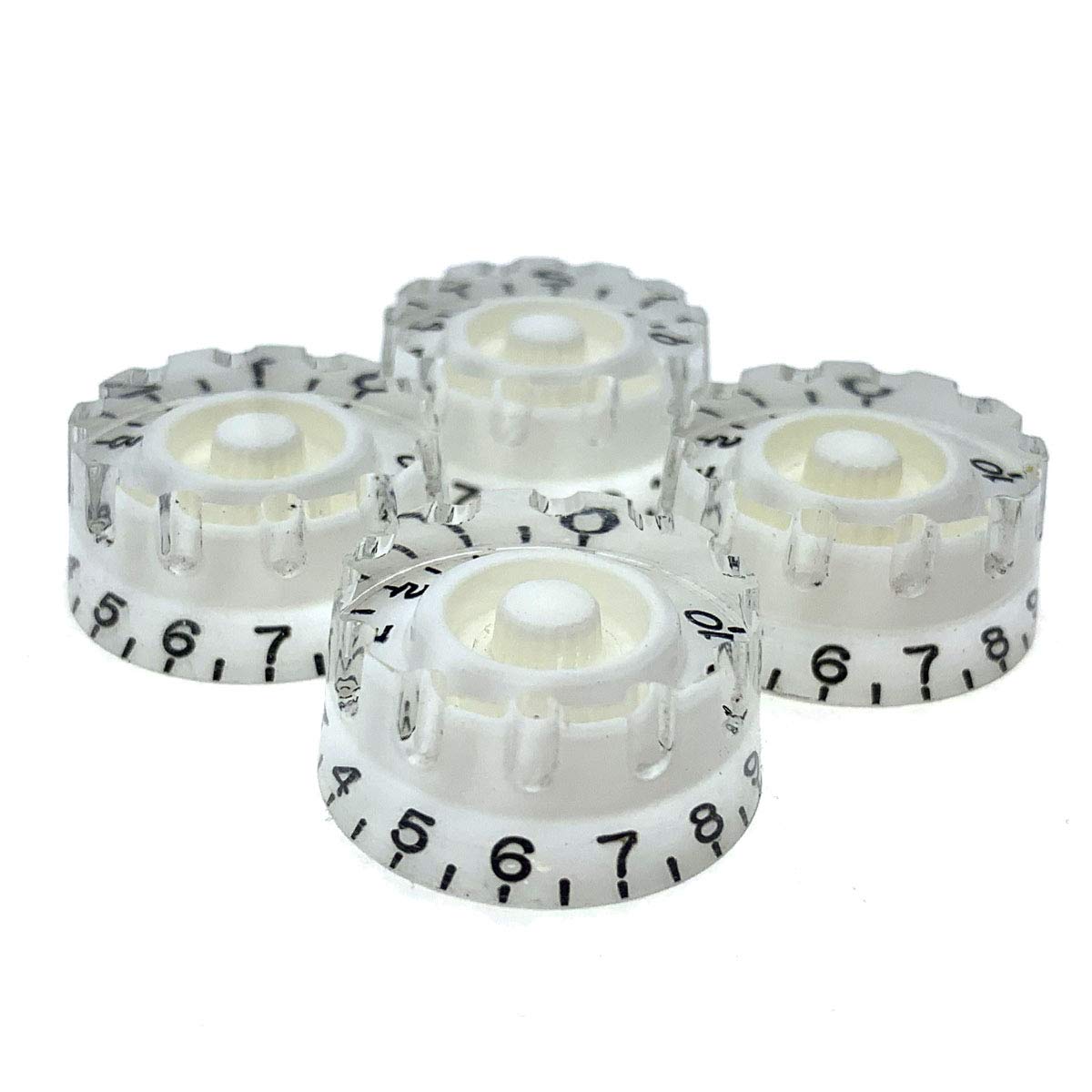 Dopro Set of 4 White Knurled Metric LP Guitar Speed Dial Knobs Control Knobs for Epi Les Paul/Import Guitar Bass w/Coarse 5.8mm Split Pots