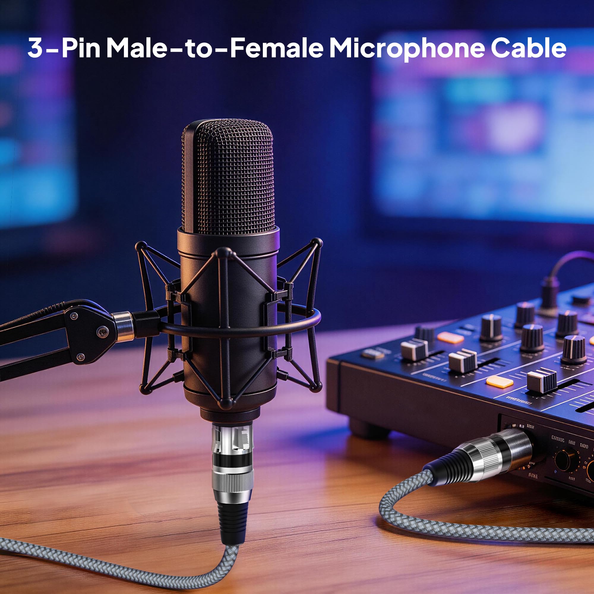 Elebase XLR to XLR Mic Cable 2Pack 3M/10FT,Male to Female Microphone Cord