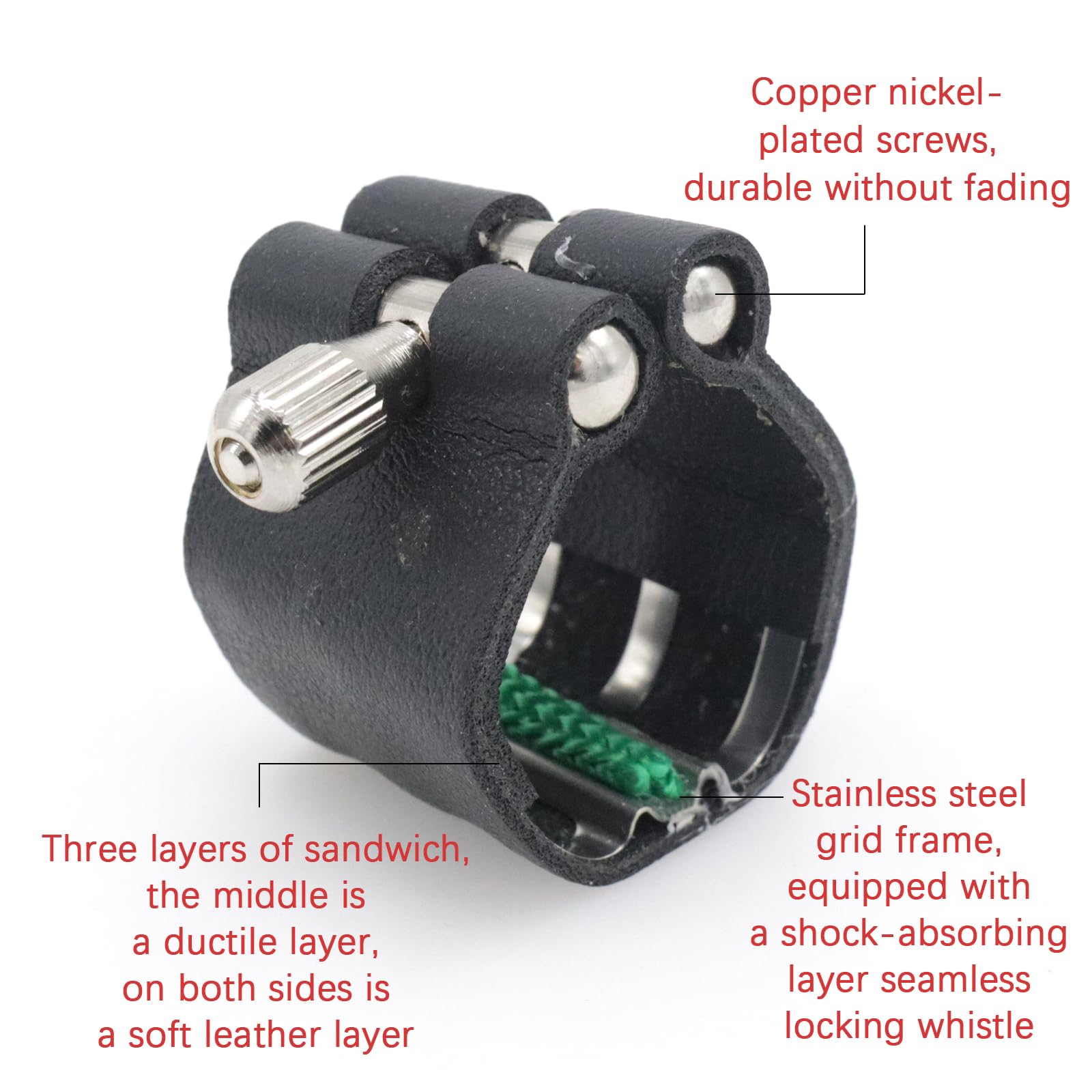 CashBeat Bb Clarinet Ligature, Adjustable Synthetic Leather Reed Holder