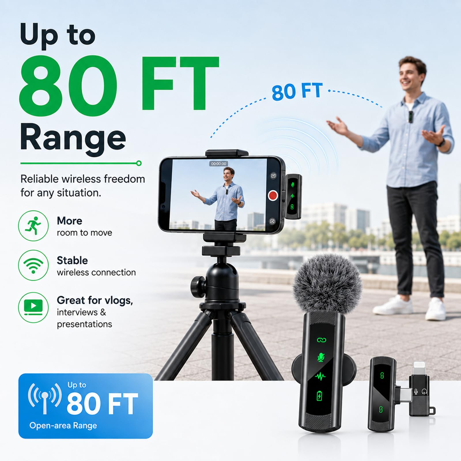 Wireless Lavalier Microphone 2 Pack