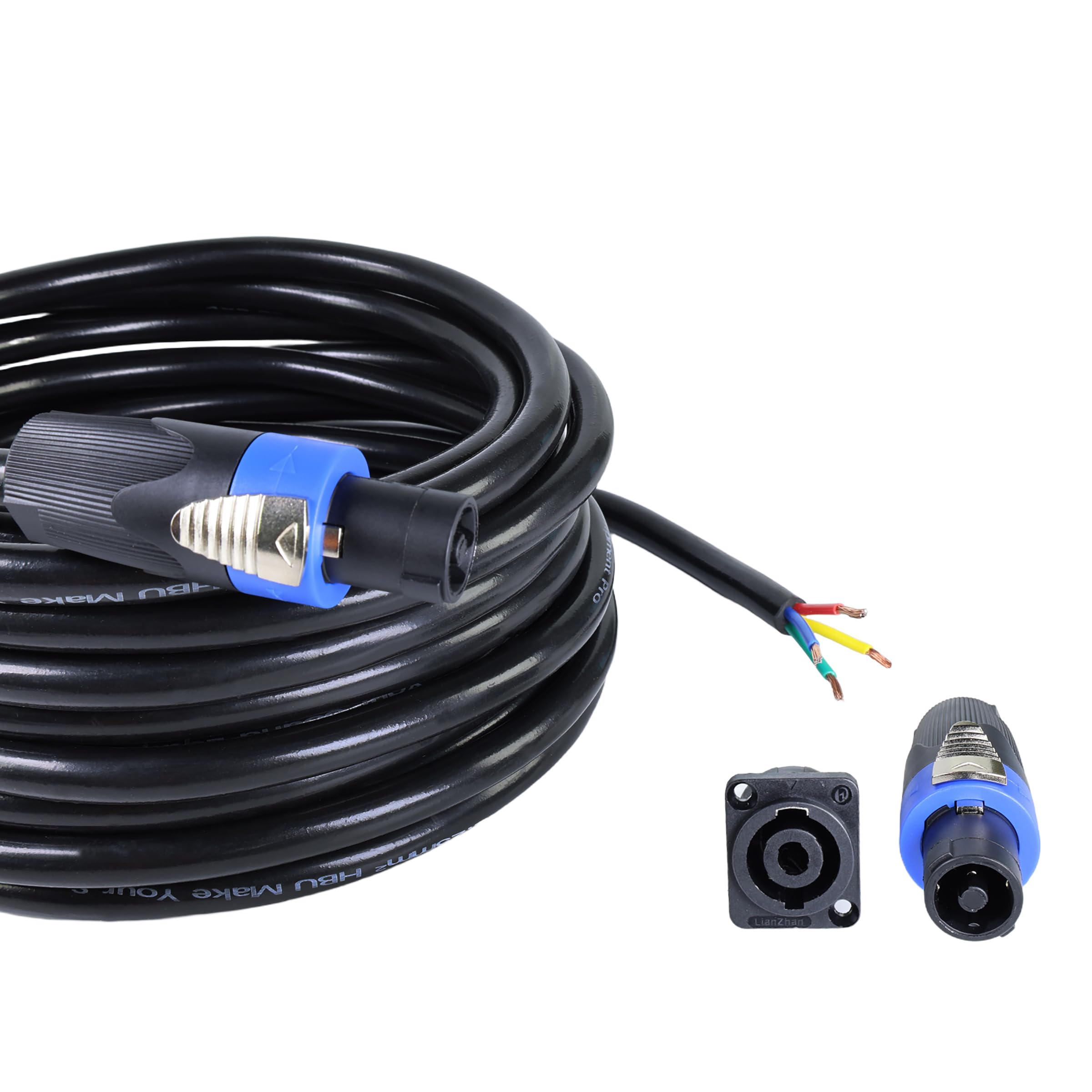 Rokkadaa 20 Feet 4 Wire Speakon to Bare Cable – Pack of 1 NL4FC 4 Conductor