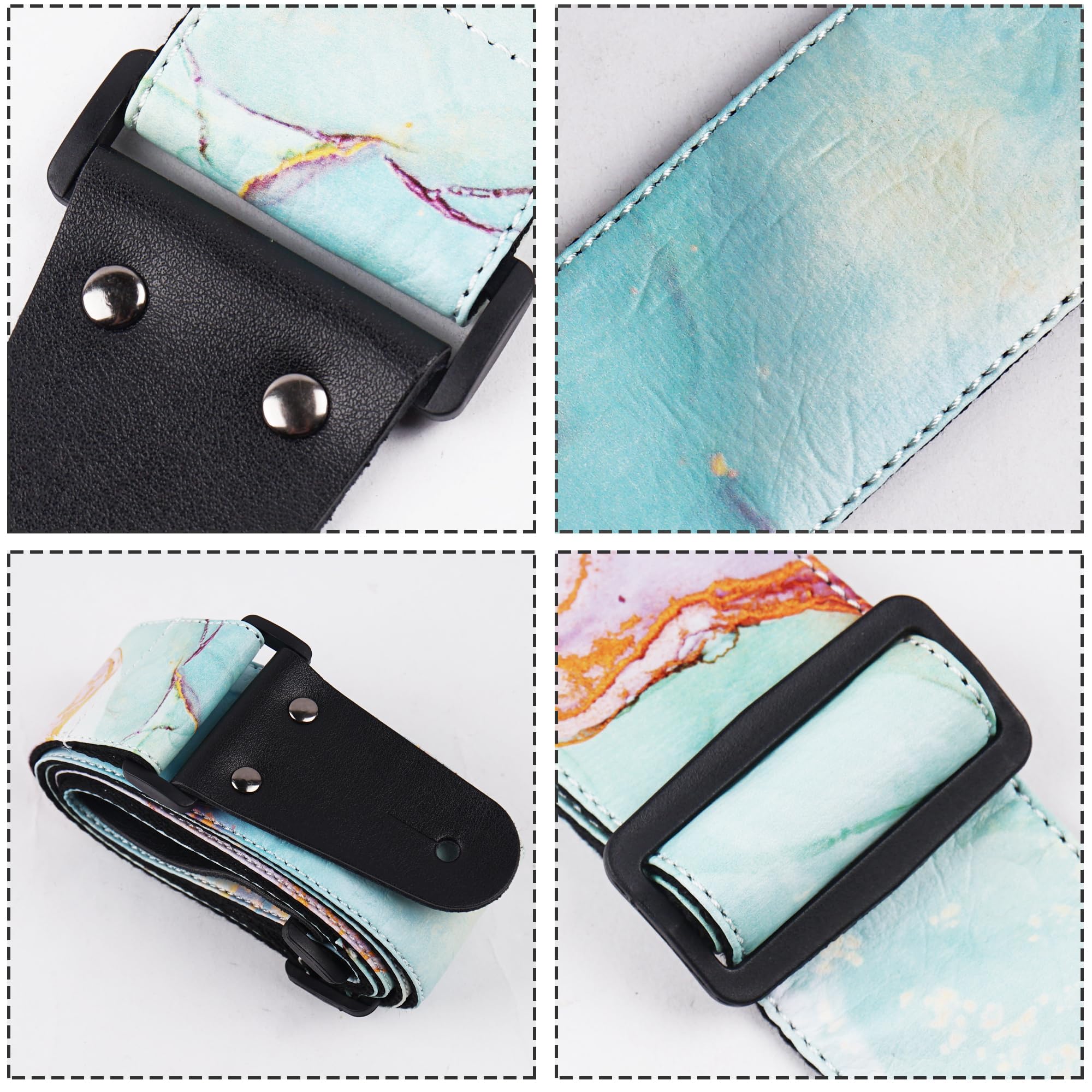 LIZIMANDU Adjustable Guitar Strap Includes 2 Strap Locks & 4 Matching Picks.Leather ends Guitar Shoulder Strap Suitable for,Gift for Guitarist(1-Splash Ink)