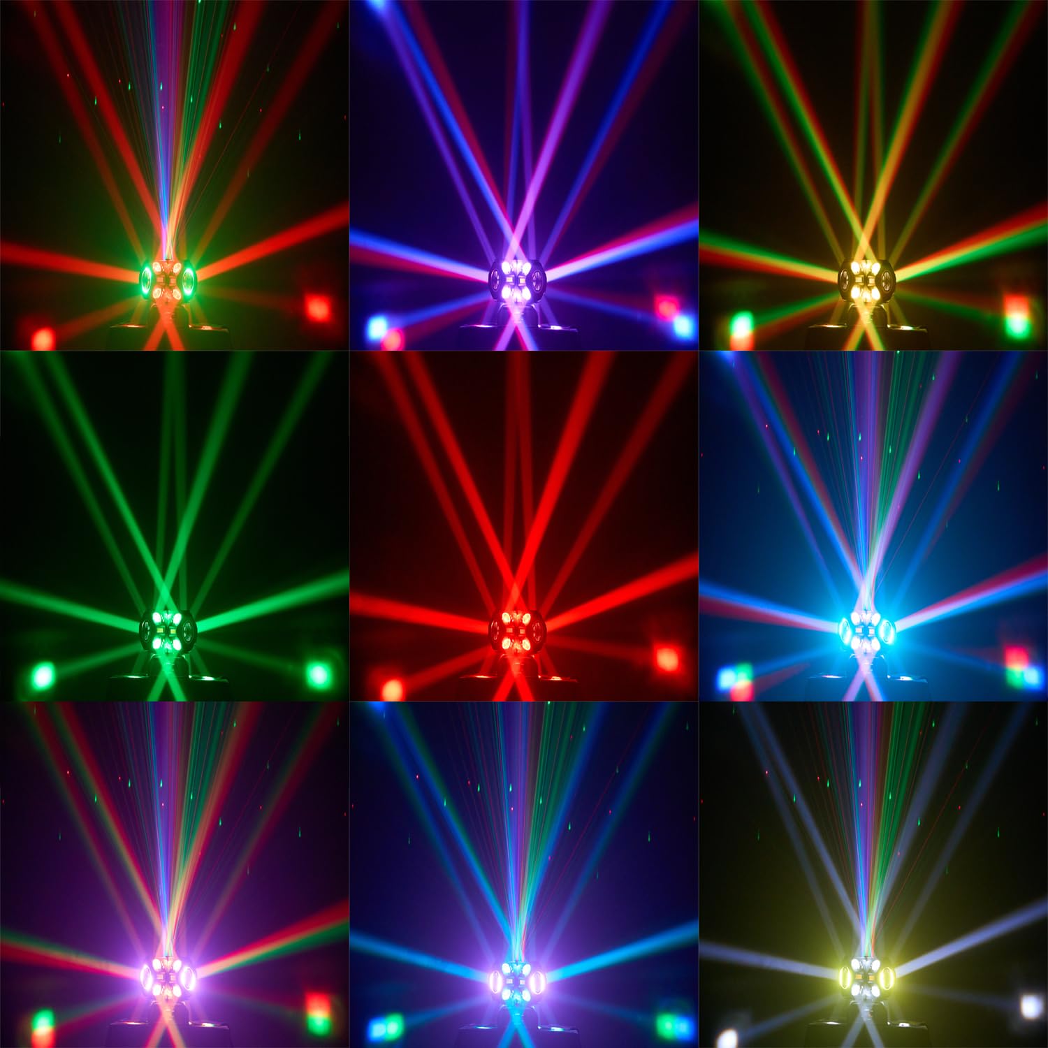 Moving Head DJ Lights 180W LED with 4 Rotating Head,16X10W RGBW 4-in-1 Multiple Effects Changing,21CH DMX-512/Sound Activated for Christmas KTV Wedding