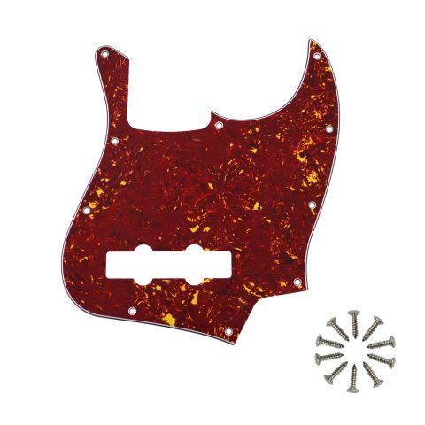 Phrilam 10-Hole Jazz Bass Pickguard for Fender 4 String, Red Tortoise 4Ply