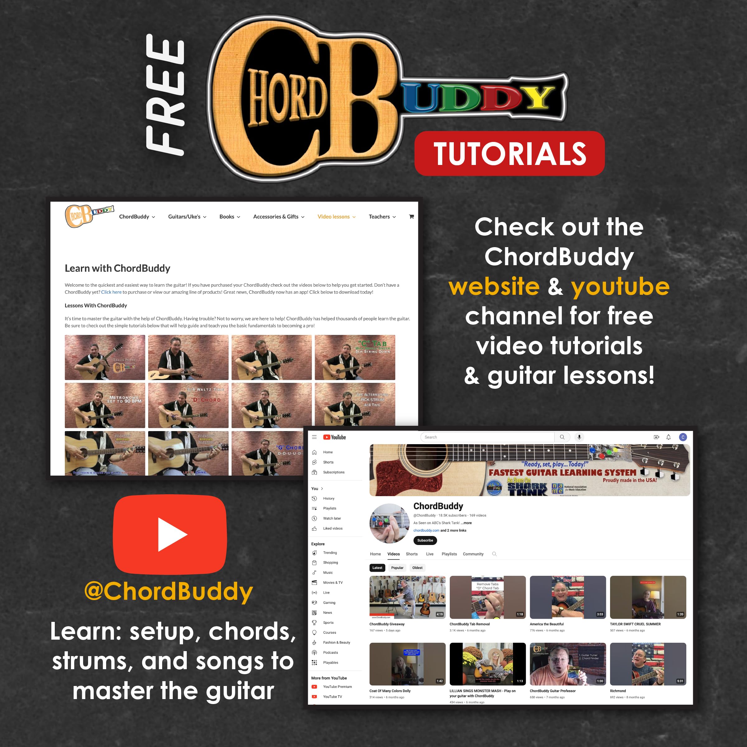 ChordBuddy “MADE IN THE USA” – Guitar Learning with a Right Handed ChordBuddy and a QR Code for Digital Downloads of Songbook, Lesson Plan, and Learning Videos – Works on “Full Scale” Acoustic and