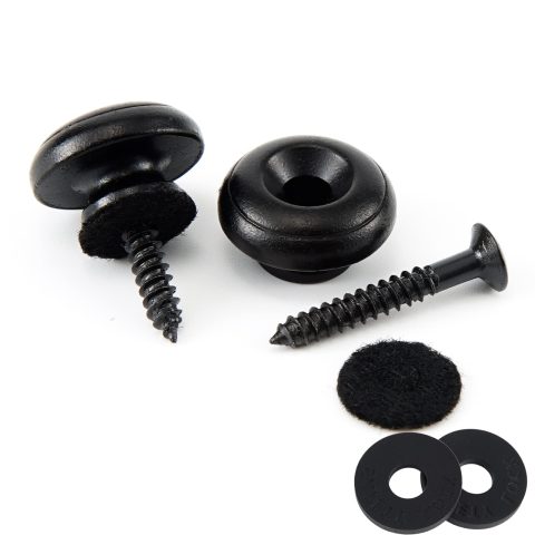 Miwayer Guitar Strap Locks Metal Strap Retainer System Straplock Guitar Strap Buttons with Strap Blocks for Acoustic Electric Guitar, Bass, Ukulele (Black 2 PCS)