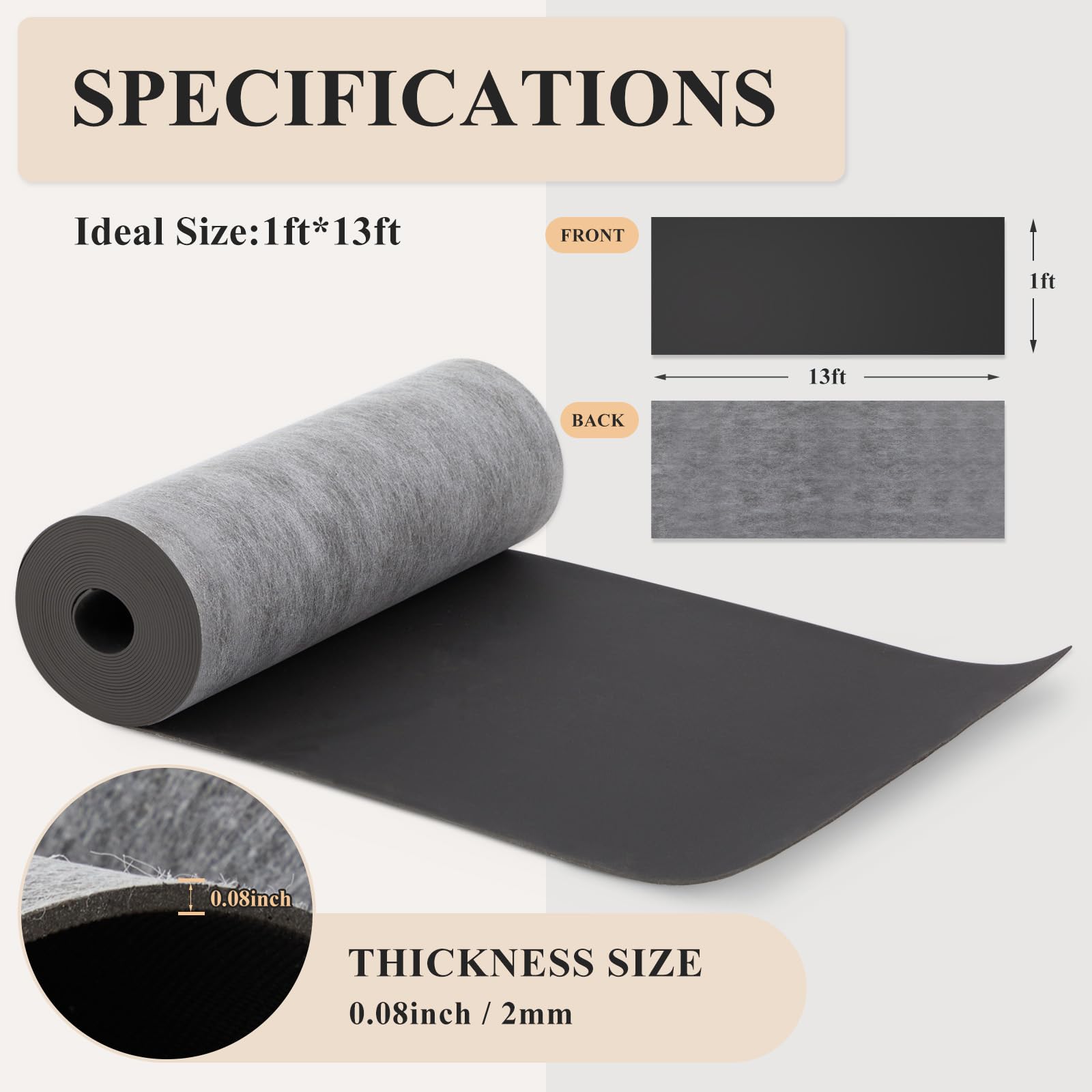 Frienda 2 x 13 ft Mass Loaded Vinyl Soundproofing 1lb, Mlv Soundproofing for Sound Absorber, 2mm Thick, Anti Vibration Deadening Material