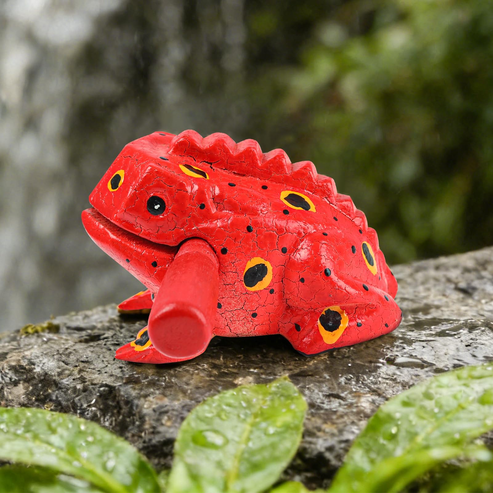 GOGHOST 3.5 inch Frog Guiro Rasp Wooden Instrument (Painted Red)