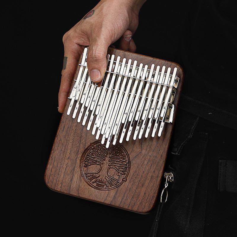 HLURU 34-Key Chromatic Kalimba Thumb Piano with Pickup, Walnut, Life Tree
