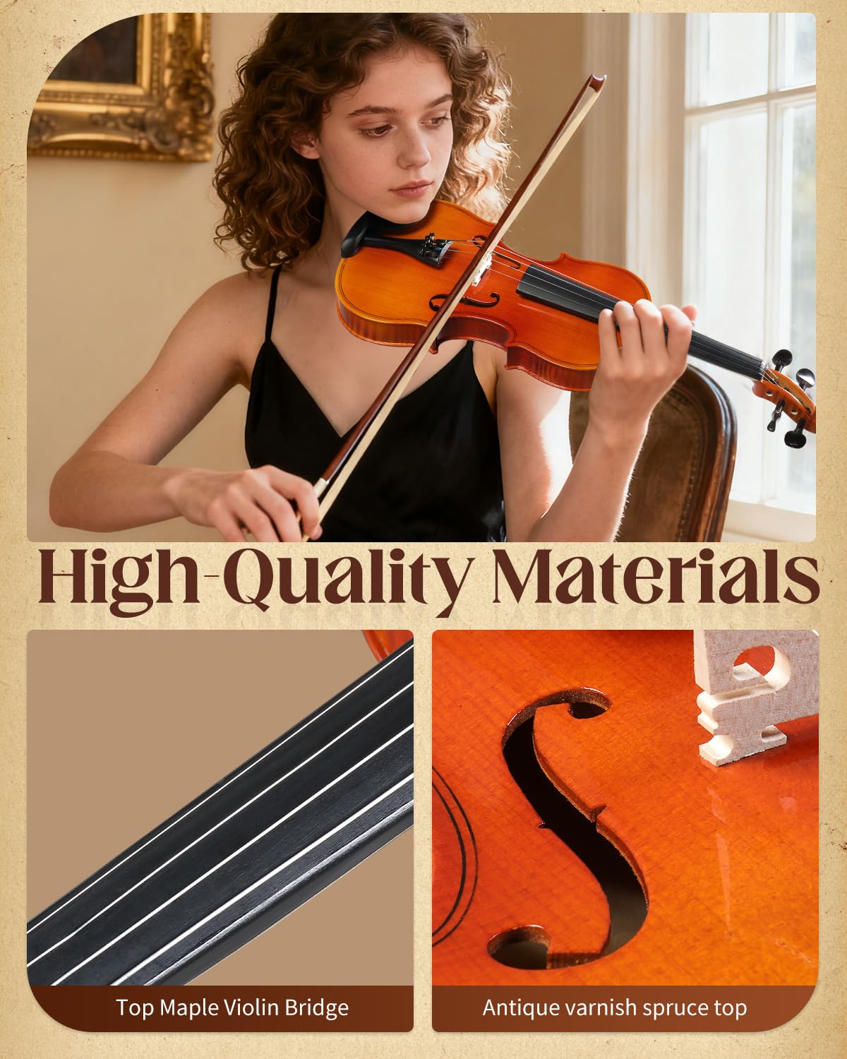 Ktaxon Violin 4/4 Full Size Set Acoustic Fiddle Complete Kit, Glossy