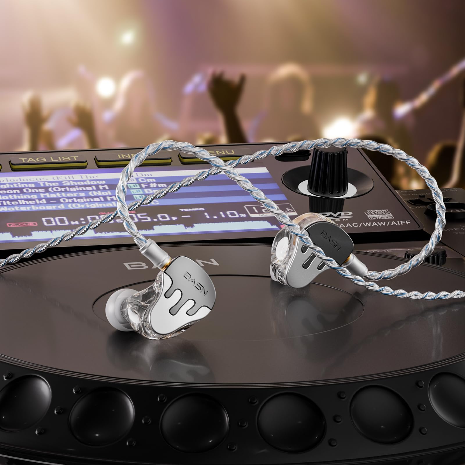 BASN BmasterX 6-Driver In Ear Monitor Headphones for Musicians, Black-White
