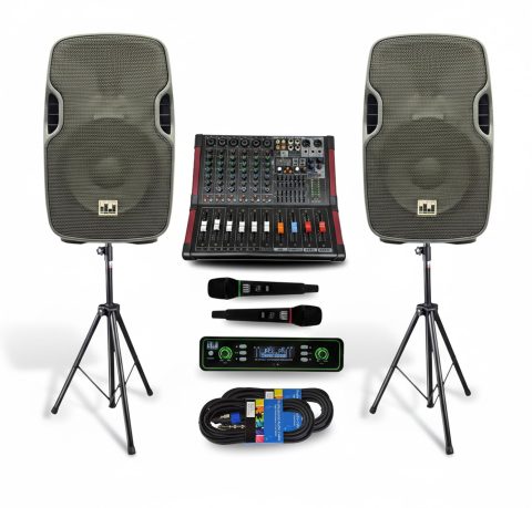 Pa Speaker System with Wireless Microphone and Speakers 12” w/2000W