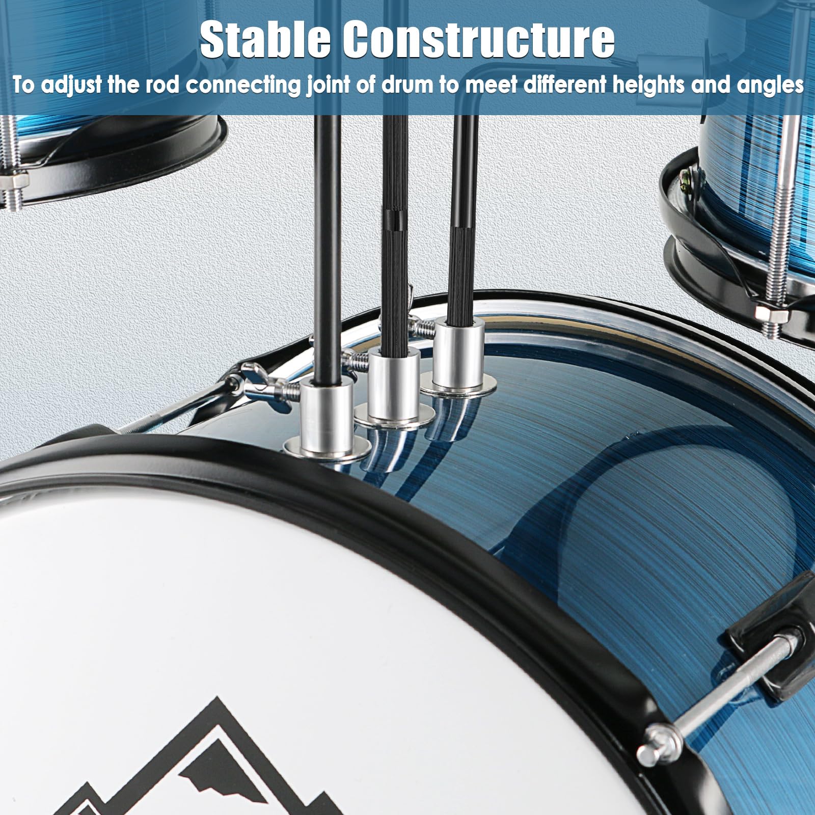 EASTROCK 3 Piece 14” Junior Drum sets for Drummer,Blue