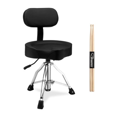 Ktaxon Drum Throne with Backrest with a Pair of Drum Sticks, Matte Black