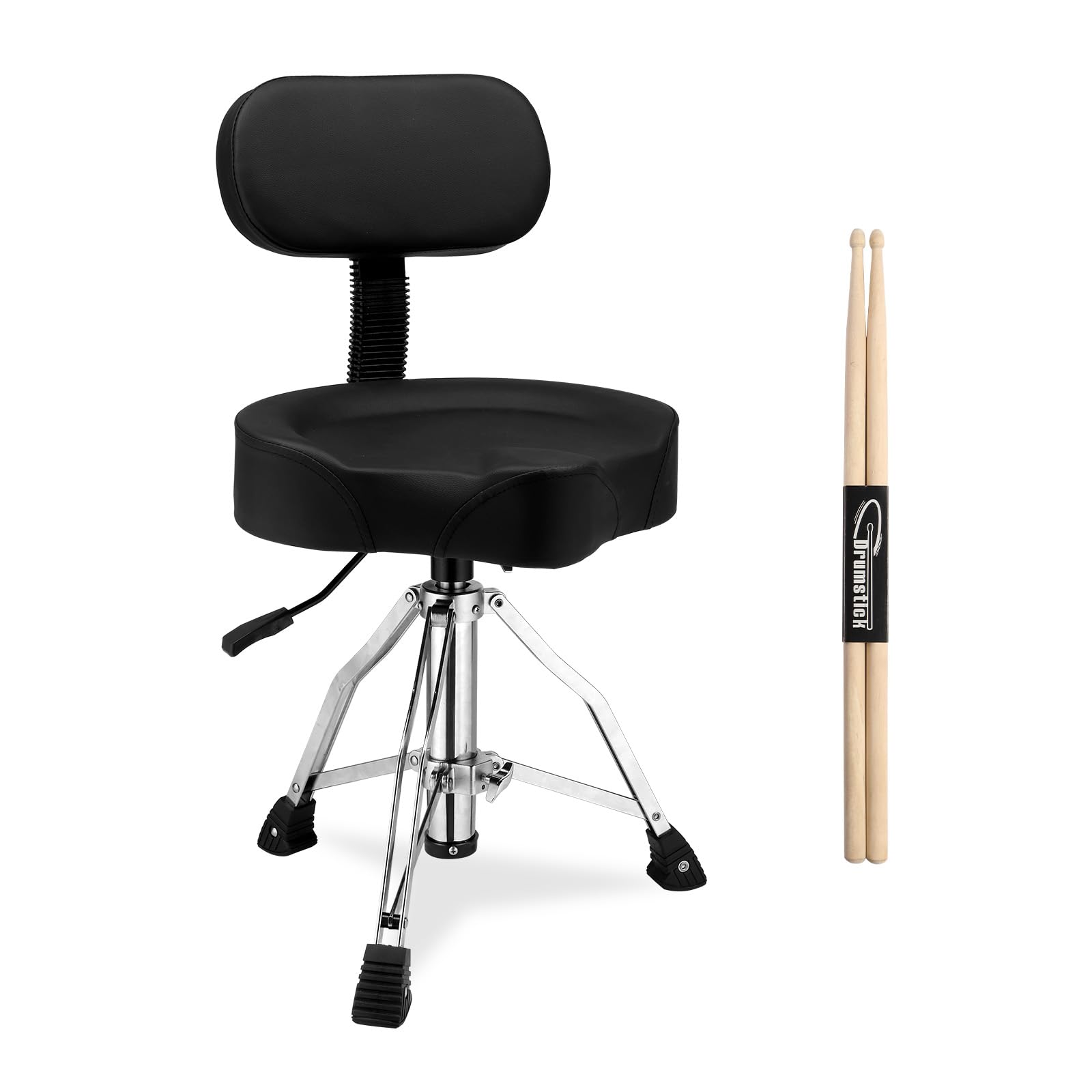 Ktaxon Drum Throne with Backrest with a Pair of Drum Sticks, Matte Black