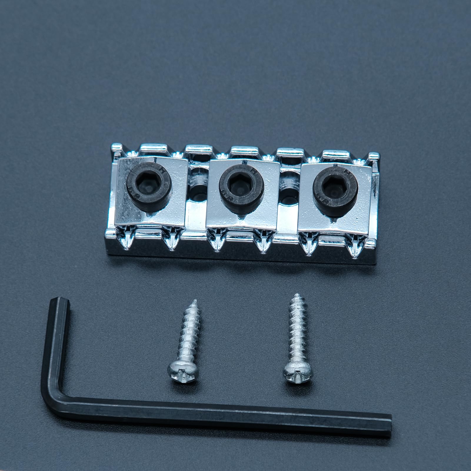 harpfeas 43mm Guitar Metal Locking Nut String Lock for Floyd Rose Style Electric Guitar Tremolo Double Lock System (Chrome)