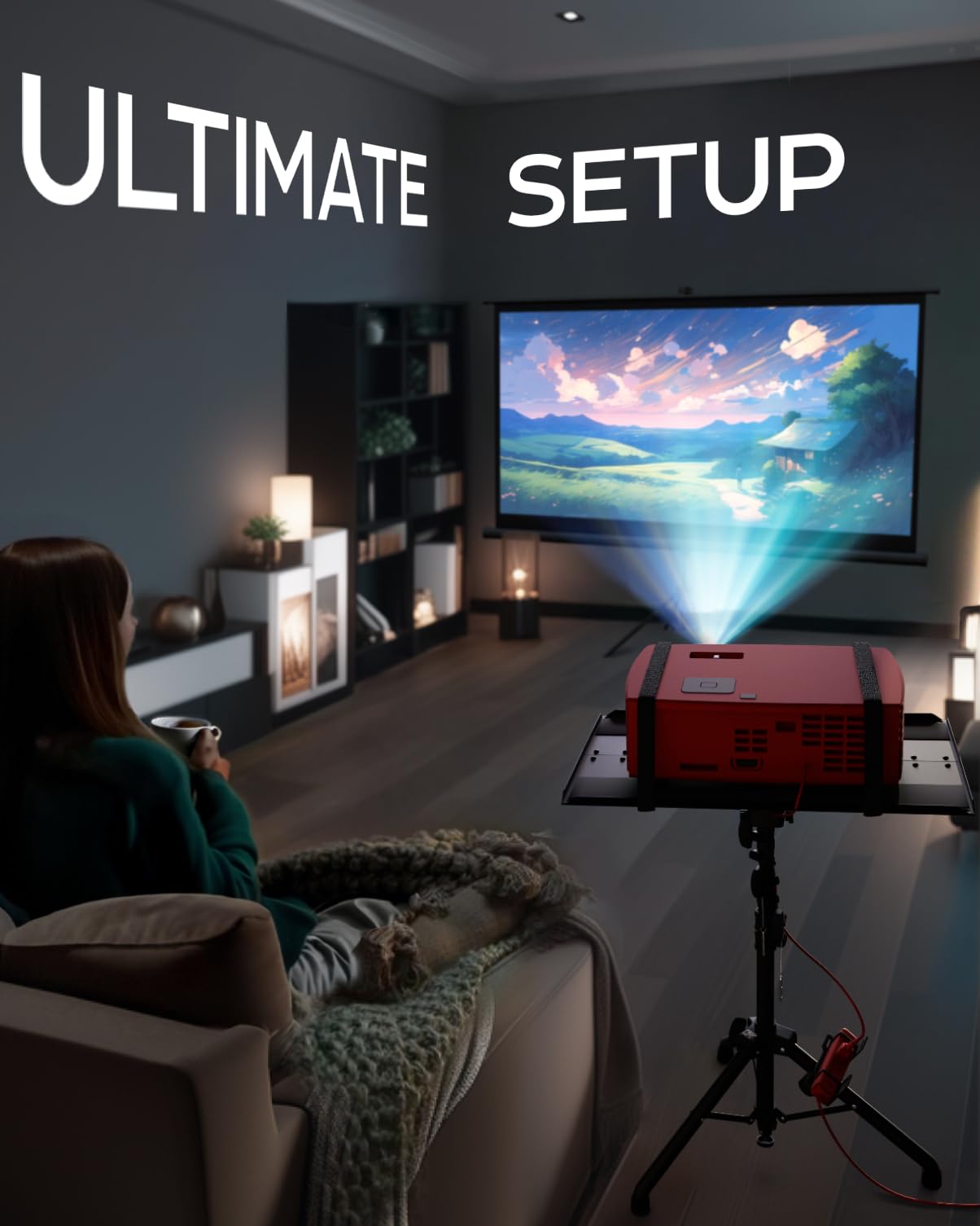 Projector Stand Tripod, Tall Floor Stand, Adjustable Height 27″ to 62″